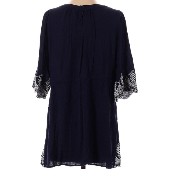 Small tunic Top Crescent 3/4 sleeve V-neck S shirt long length for tall Women - Picture 5 of 6